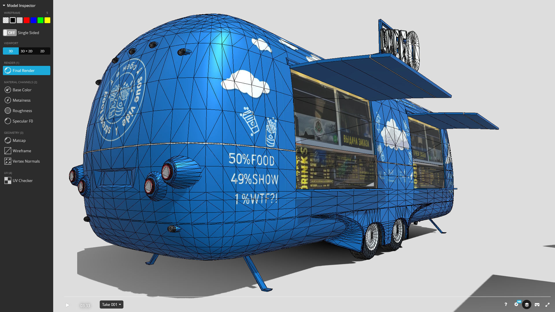 Food truck  Strealiner ENK-8 VT -in sky- livery Low-poly 3D model_10