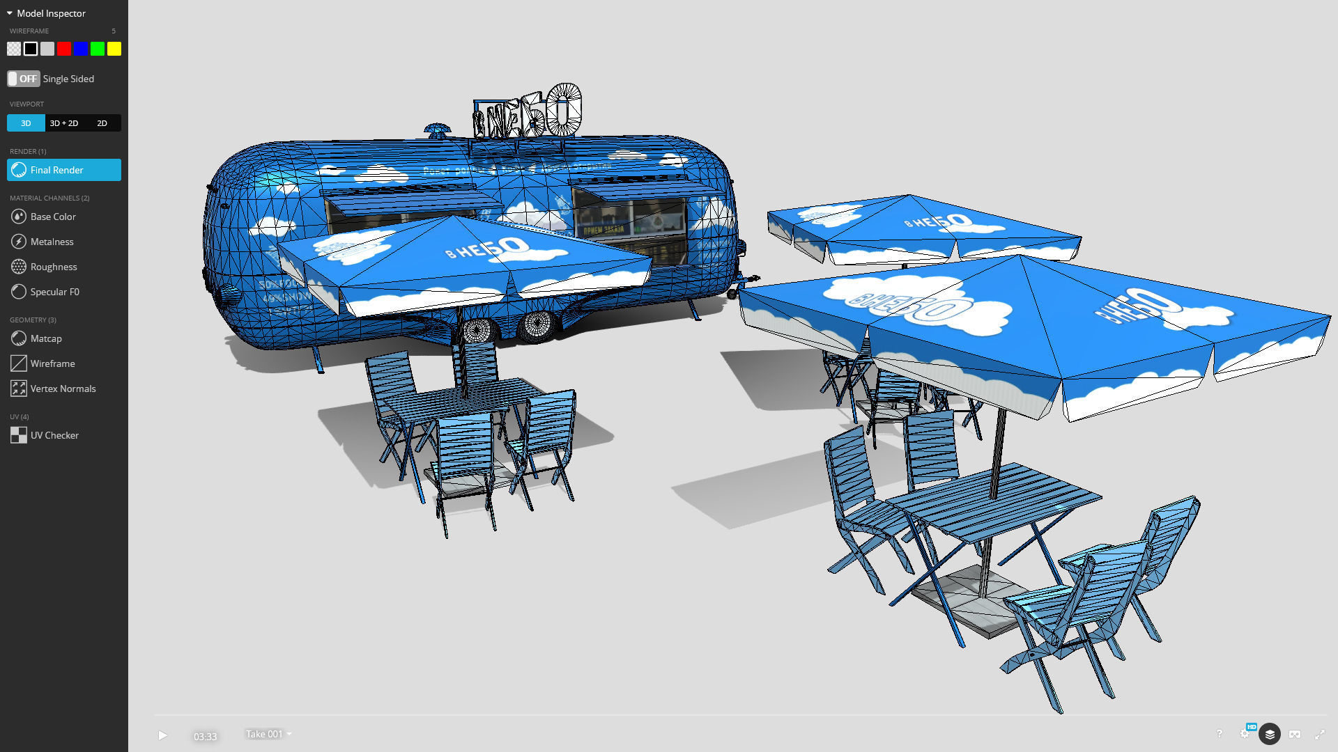 Food truck  Strealiner ENK-8 VT -in sky- livery Low-poly 3D model_8