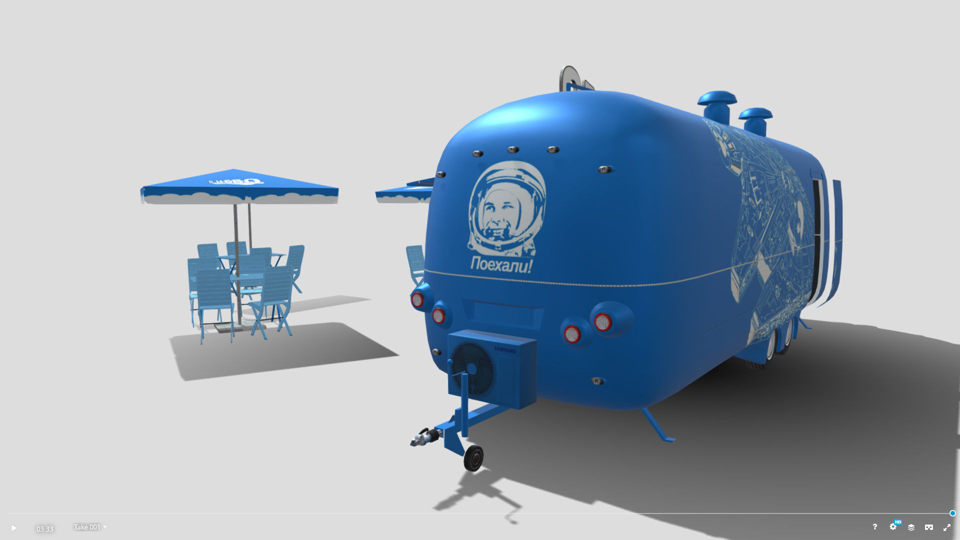 Food truck  Strealiner ENK-8 VT -in sky- livery Low-poly 3D model_4