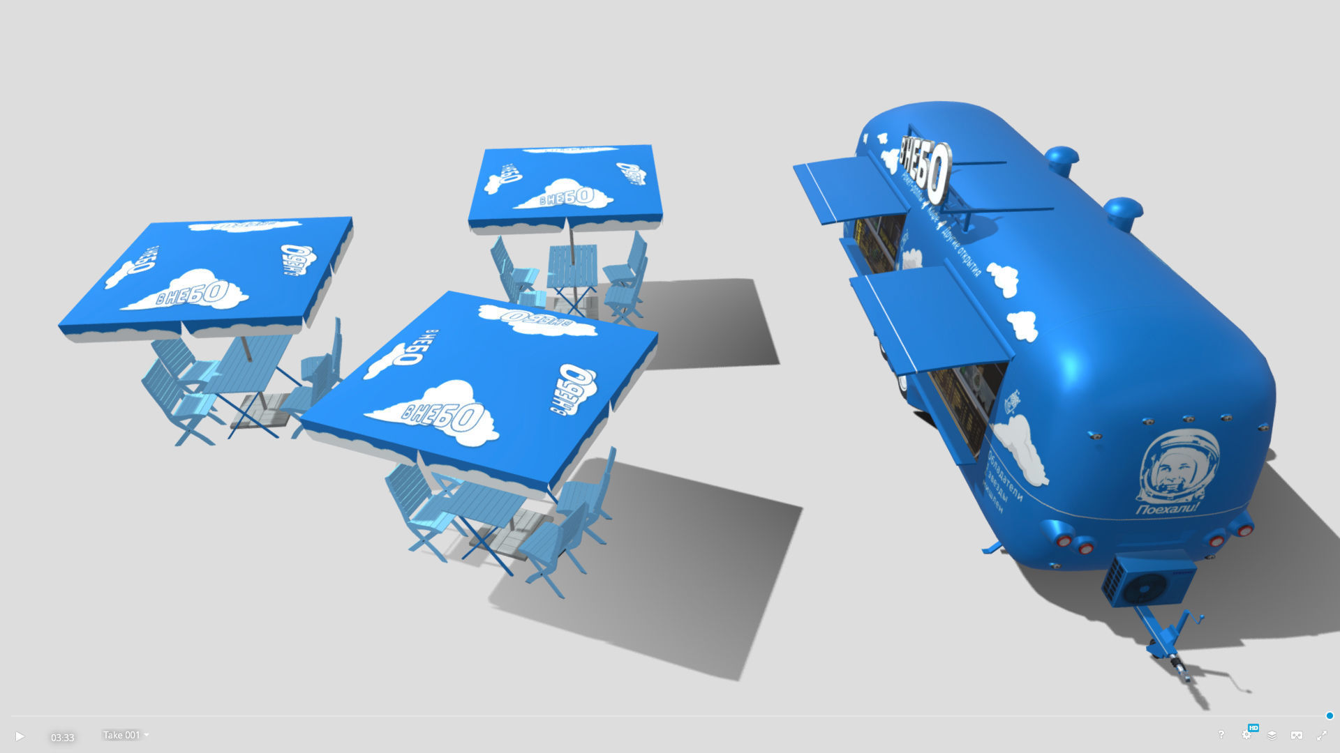 Food truck  Strealiner ENK-8 VT -in sky- livery Low-poly 3D model_5