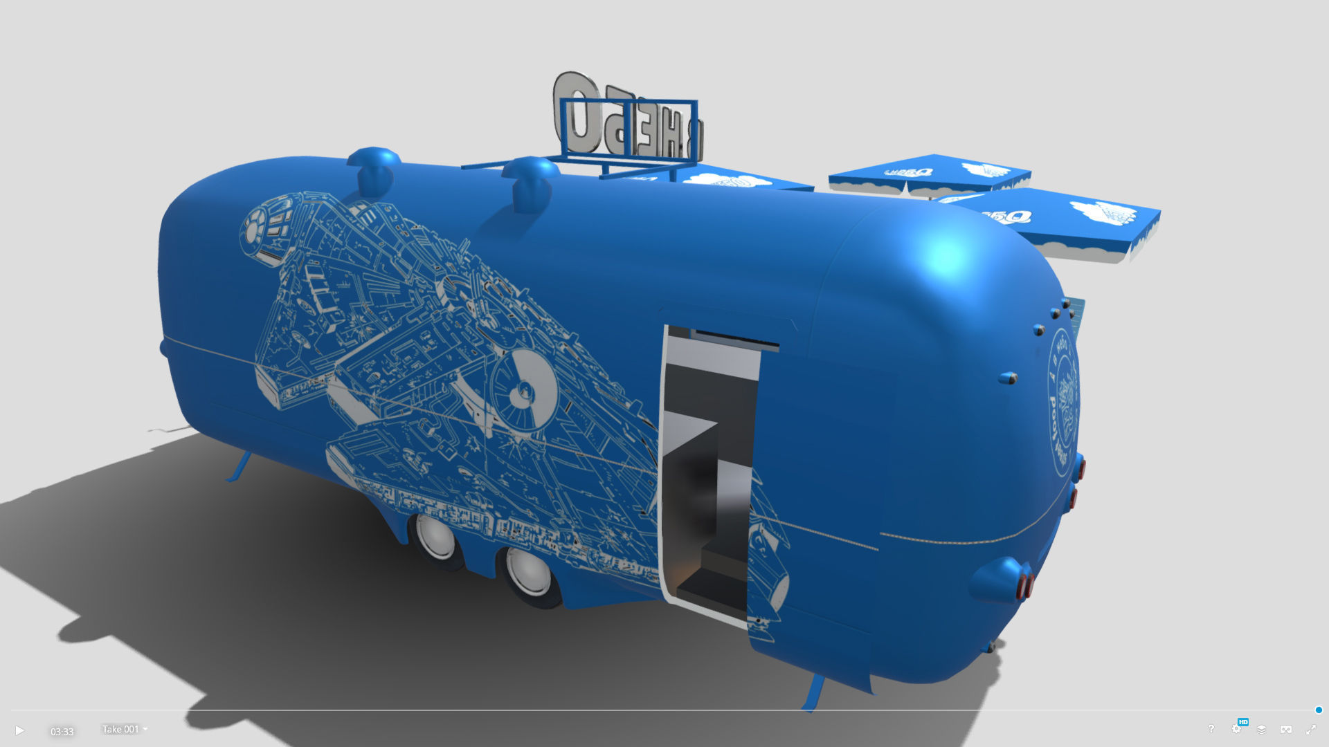 Food truck  Strealiner ENK-8 VT -in sky- livery Low-poly 3D model_3