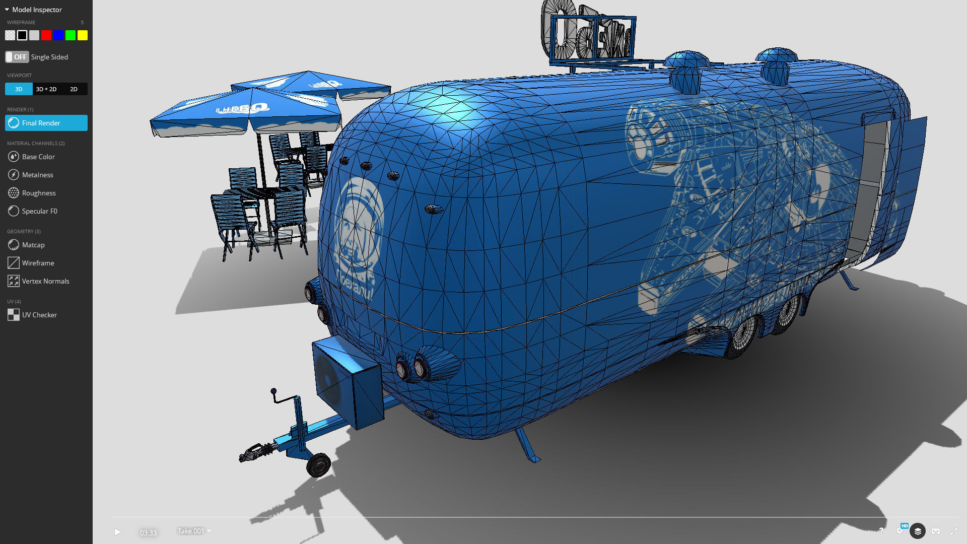 Food truck  Strealiner ENK-8 VT -in sky- livery Low-poly 3D model_9