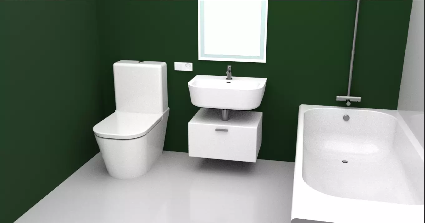 shower bathroom with wall Free 3D model