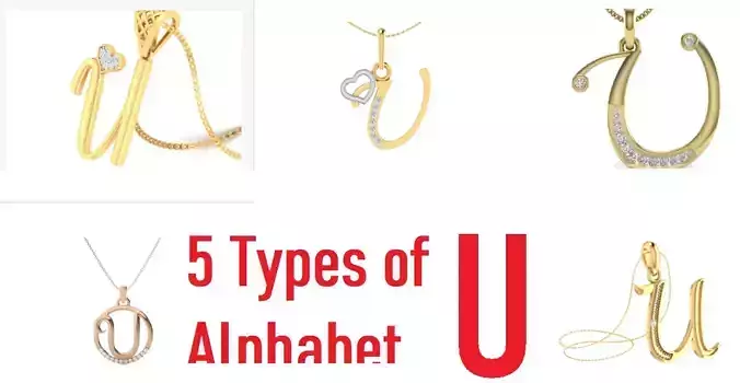 Letter Alphabet-U pendant 3dm stl render detail