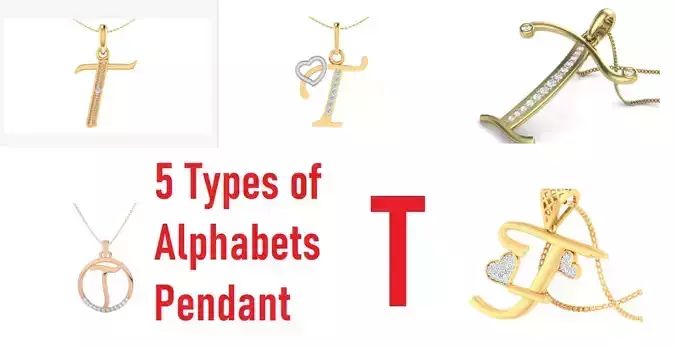 Letter Alphabet-T pendant 3dm stl render detail 3D print model