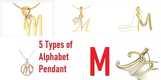 Letter Alphabet-M pendant 3dm stl render detail 3D print model