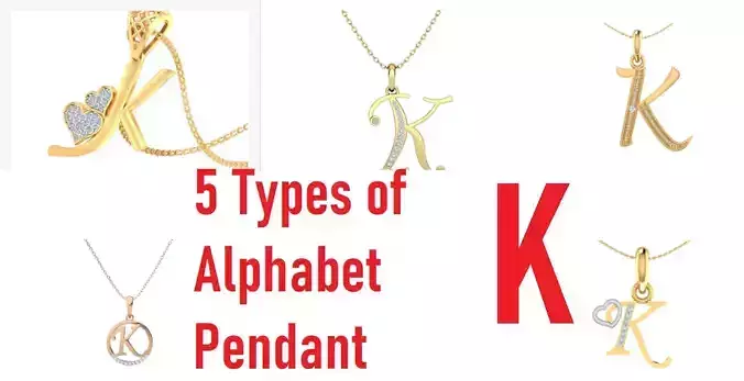 Letter Alphabet-K pendant 3dm stl render detail 3D print model
