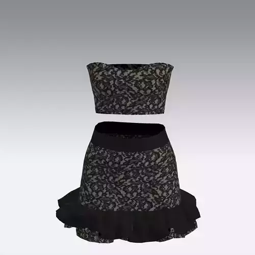 LACE BLACK SKIRT BLOUSE SUIT LOOK