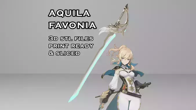 Aquila Favonia Sword Genshin Impact Splited Print Ready 3D print model