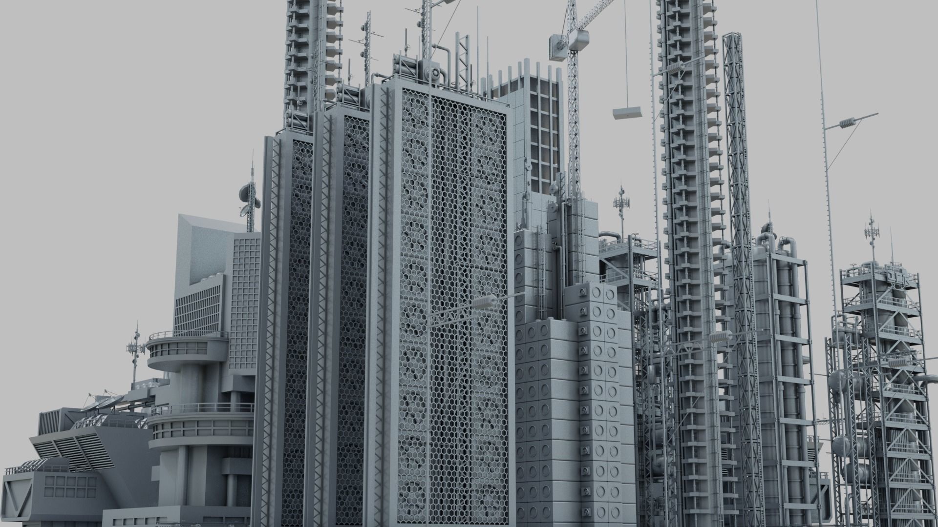 Sci-Fi Industrial Base 3D model_1