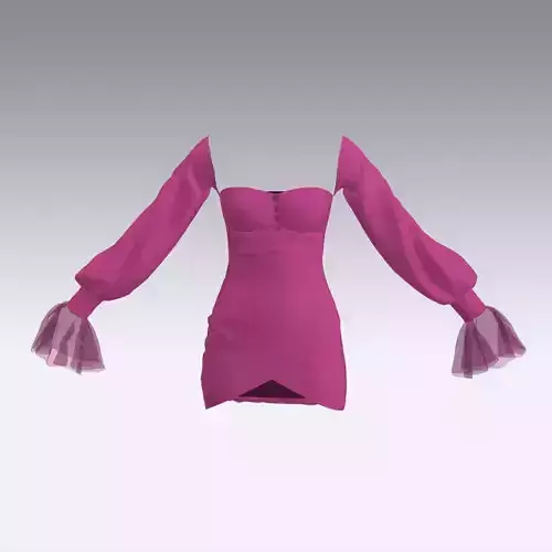 DRESS PINK RUFFLED SLEVEE WATERMELON SLEVEE ANVELOPE SKIRT