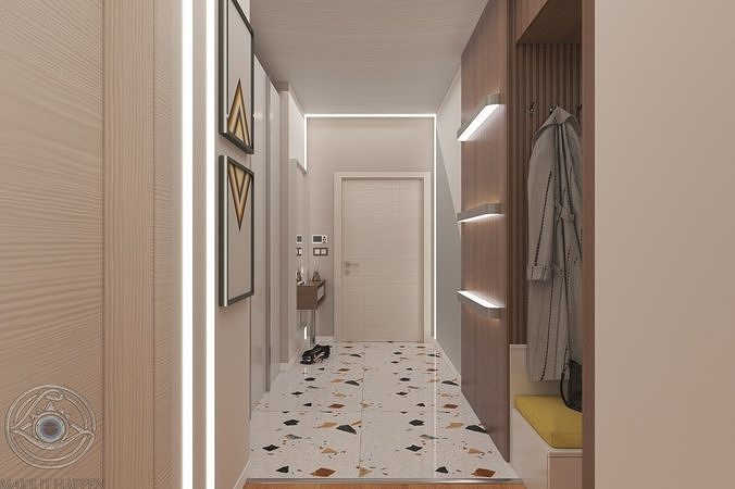 Nazar Decor Modern Apartment 3DMAX Project 3D model 6