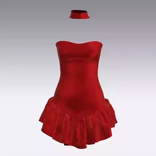 RED CORSET BLOUSE DRESS SATIN LOOK