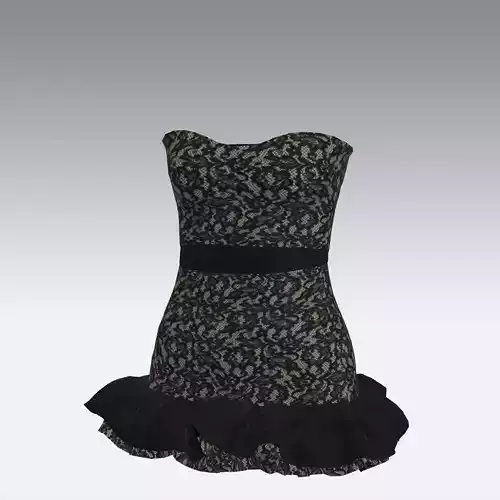 DRESS STRAPLESS HEART NECKLINE RUFFLED SKIRT DRESS LACE