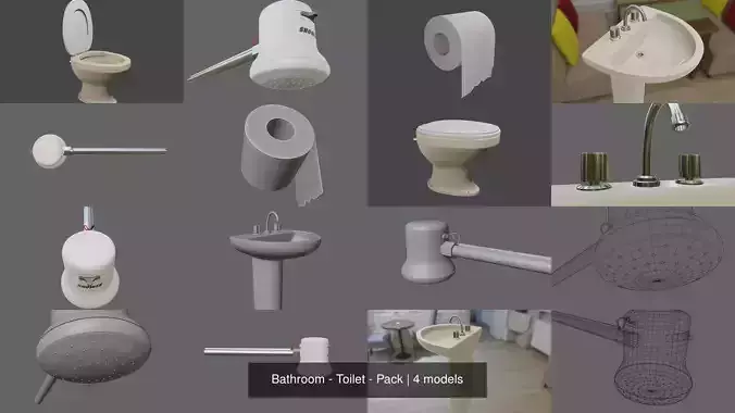 Bathroom - Toilet - Pack 3D Model Collection