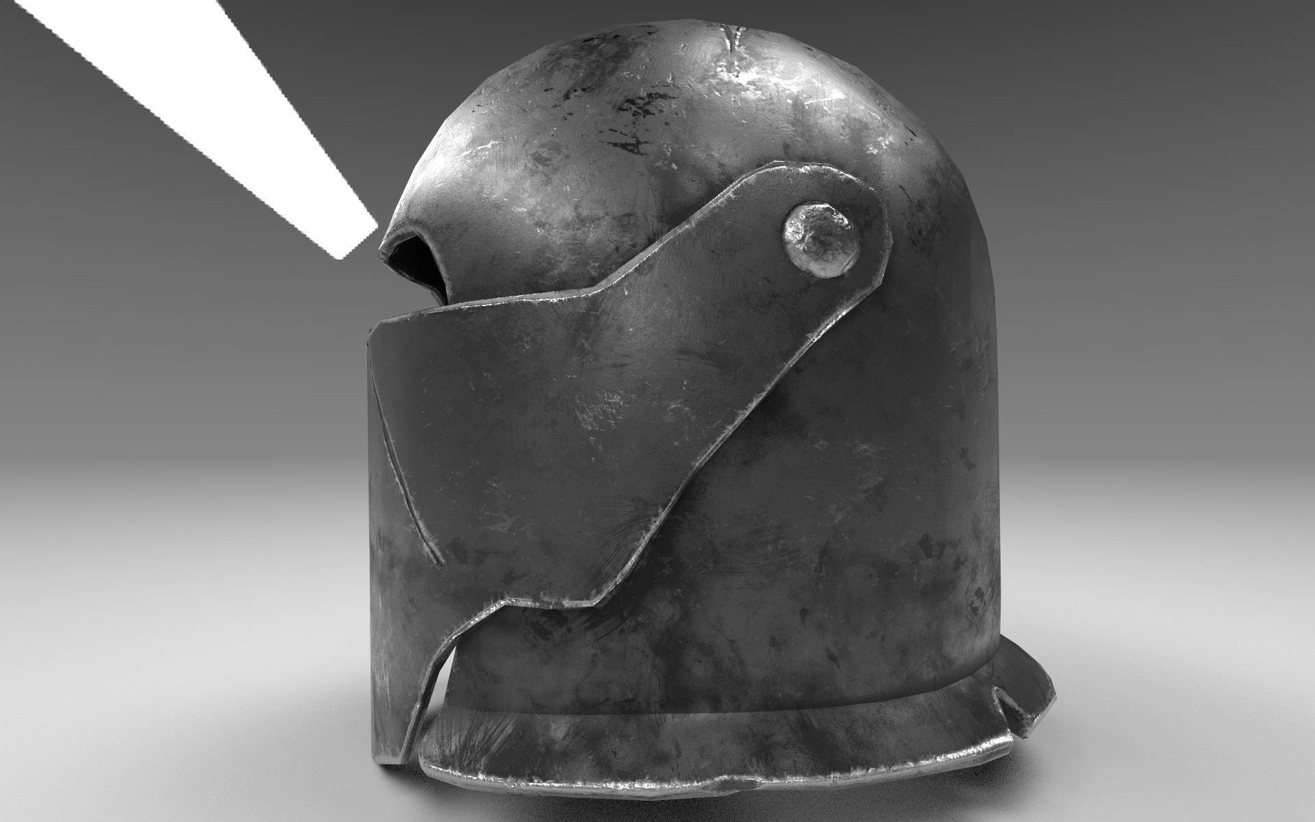 Knights Helmet with PBR material Low-poly 3d model Low-poly 3D model_3