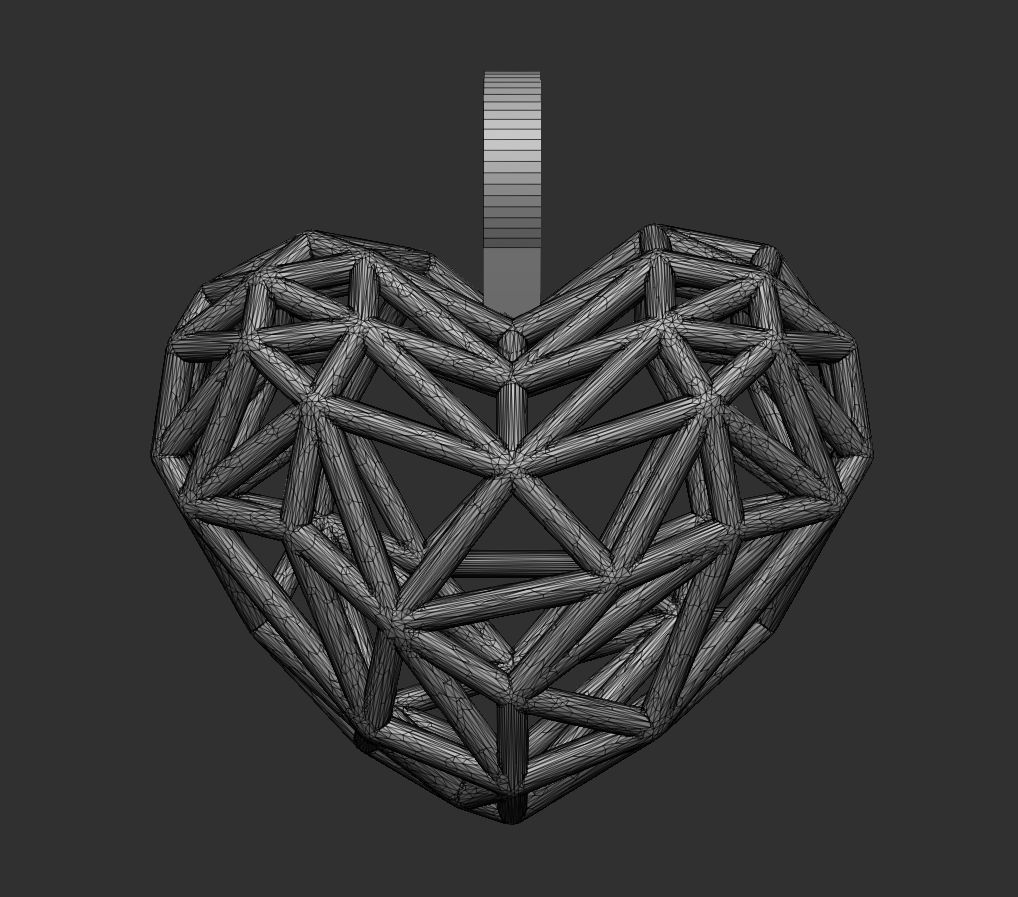 Heart Pendant - Wireframe 3D print model_2