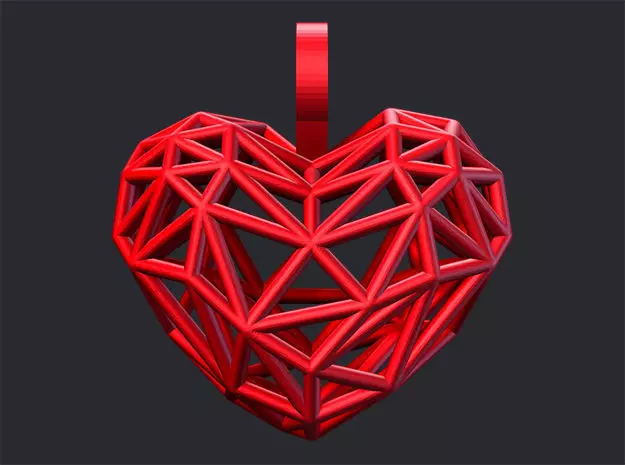 Heart Pendant - Wireframe 3D print model_0