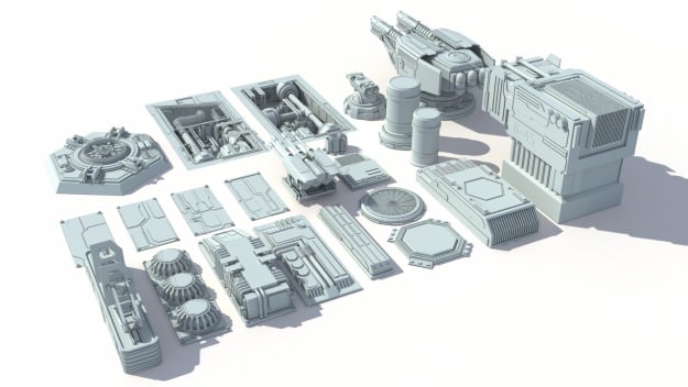 Scifi details and greeble 3D model_3