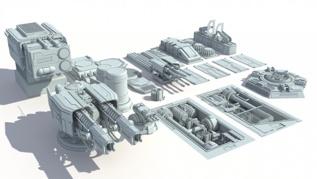 Scifi details and greeble 3D model_1