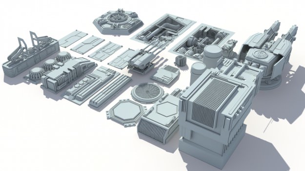 Scifi details and greeble 3D model_2