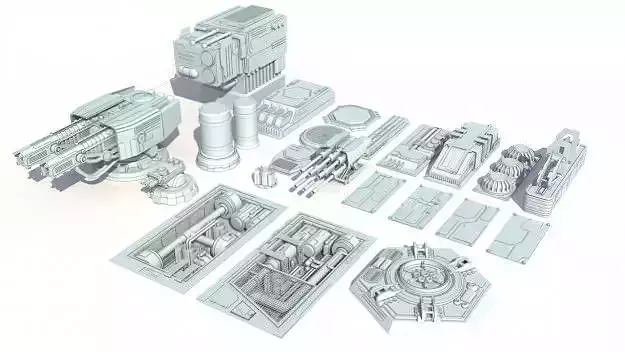 Scifi details and greeble 3D model