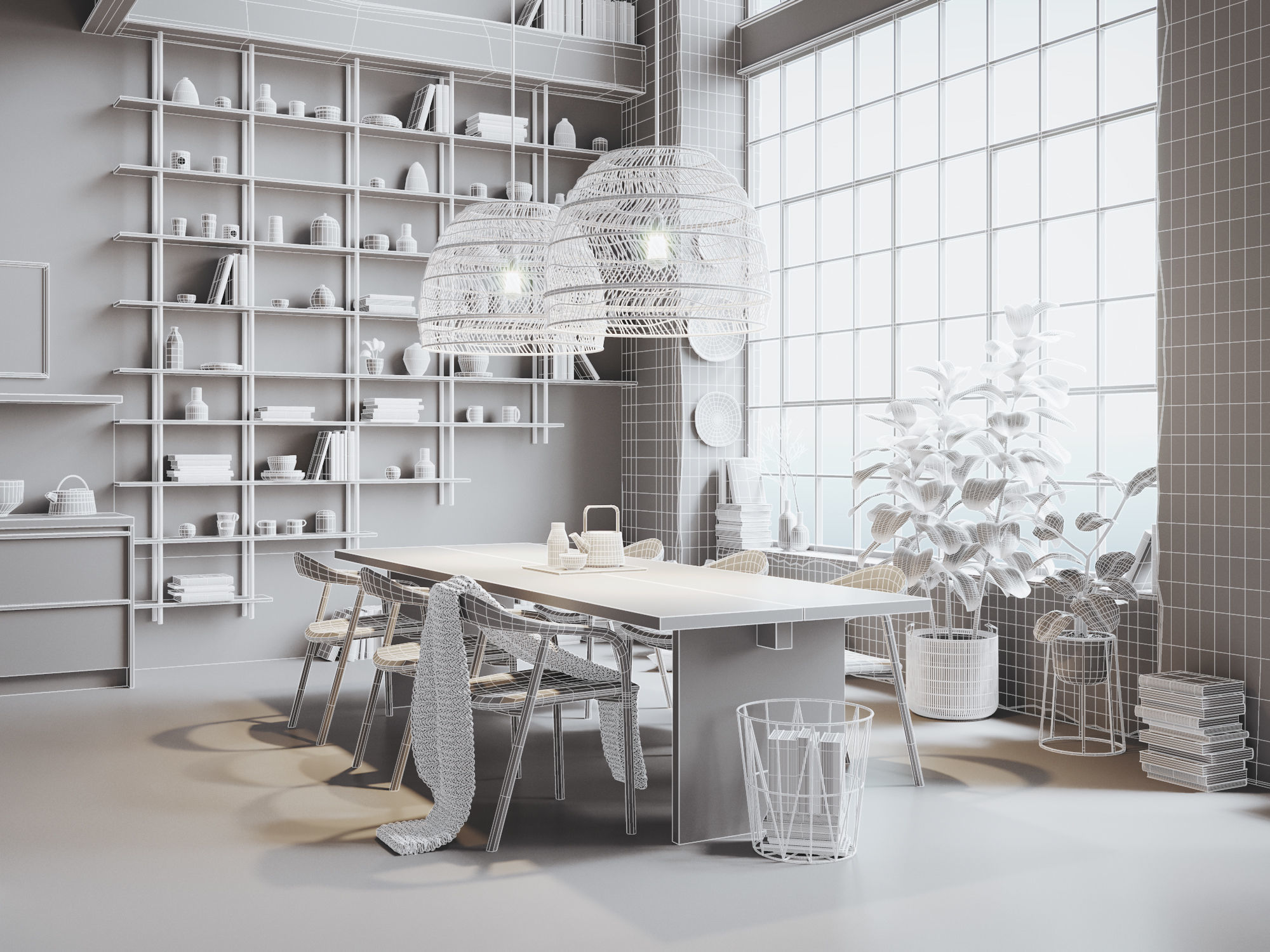 Boho Design Interior Scene for Cinema 4D and Octane Render 3D model_15
