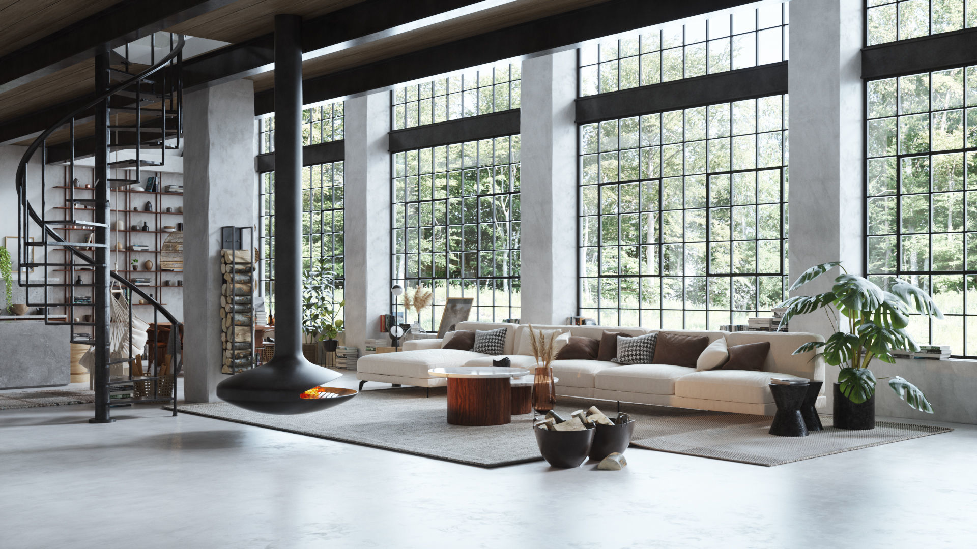 Boho Design Interior Scene for Cinema 4D and Octane Render 3D model_1