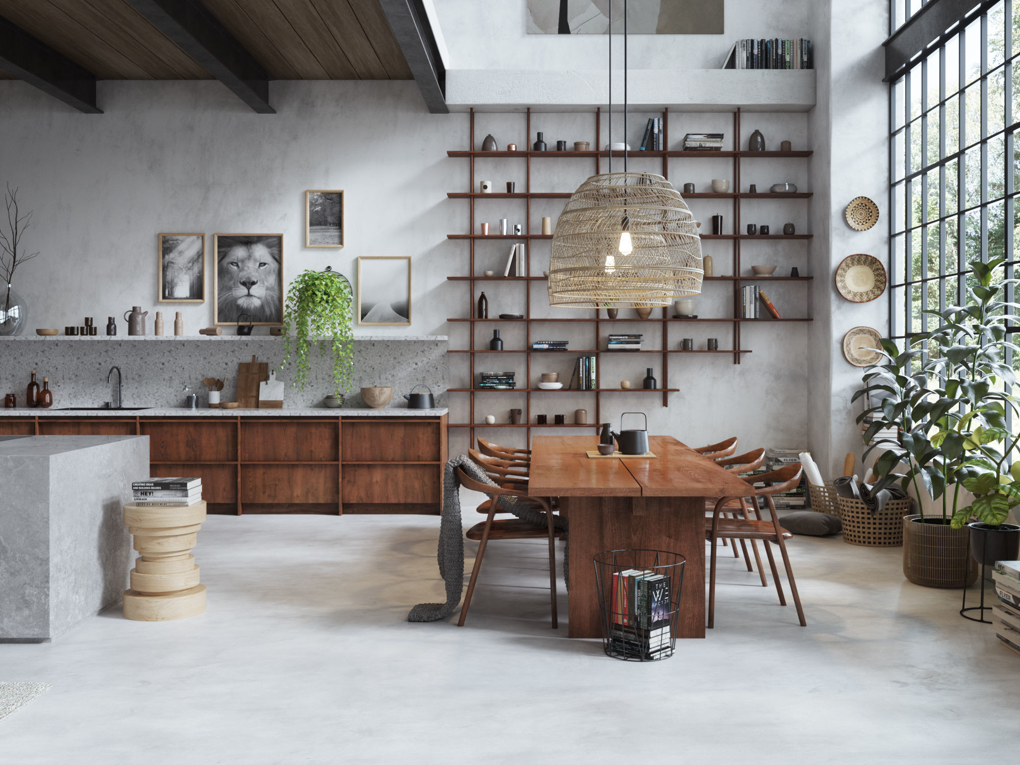 Boho Design Interior Scene for Cinema 4D and Octane Render 3D model_4