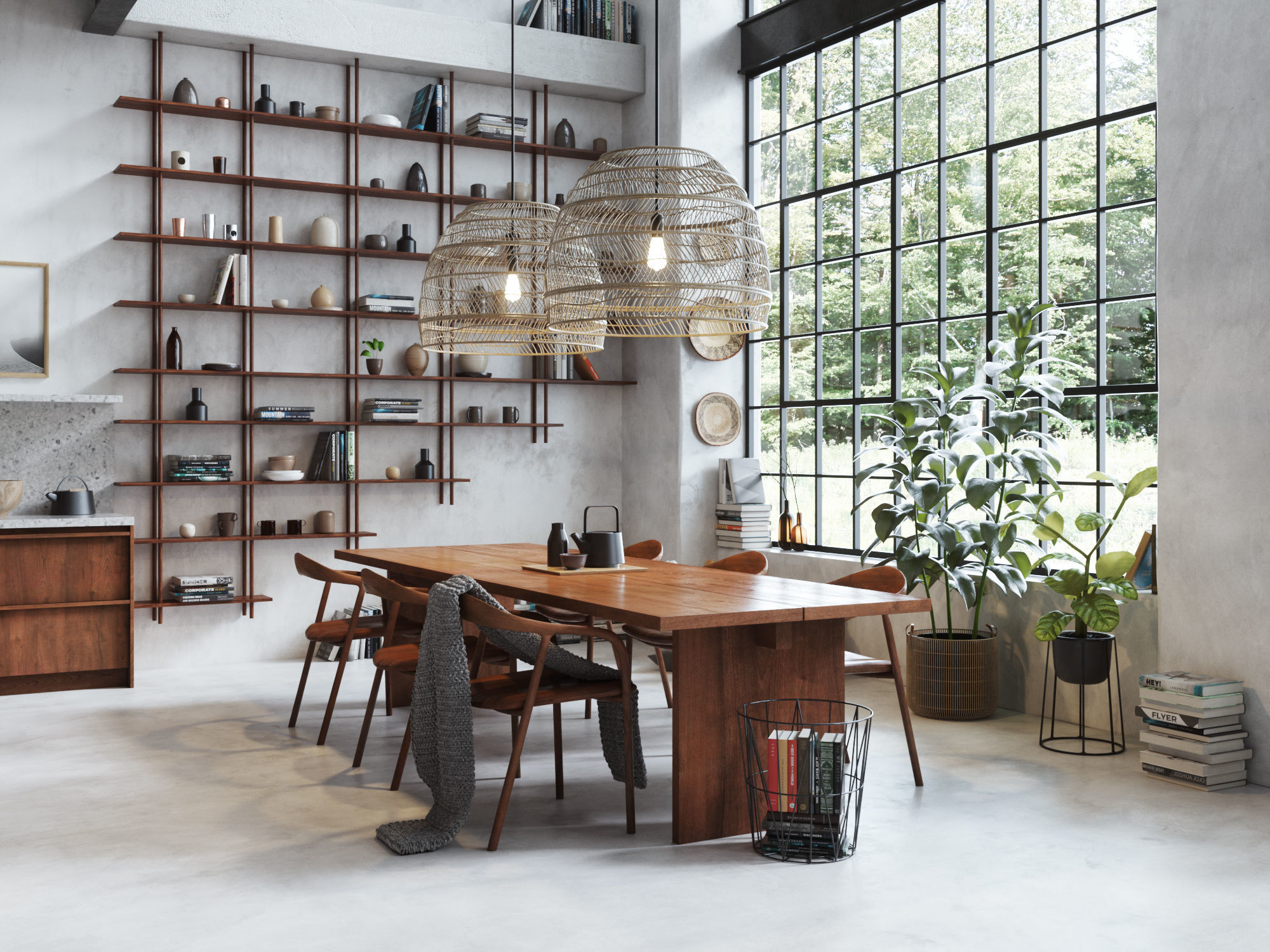 Boho Design Interior Scene for Cinema 4D and Octane Render 3D model_6