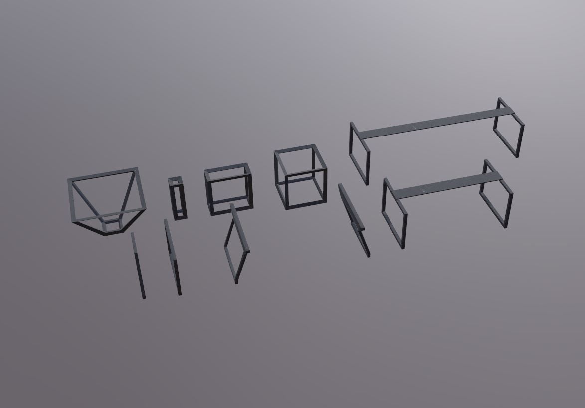 Modern Table Legs minimal set Low-poly 3D model_6