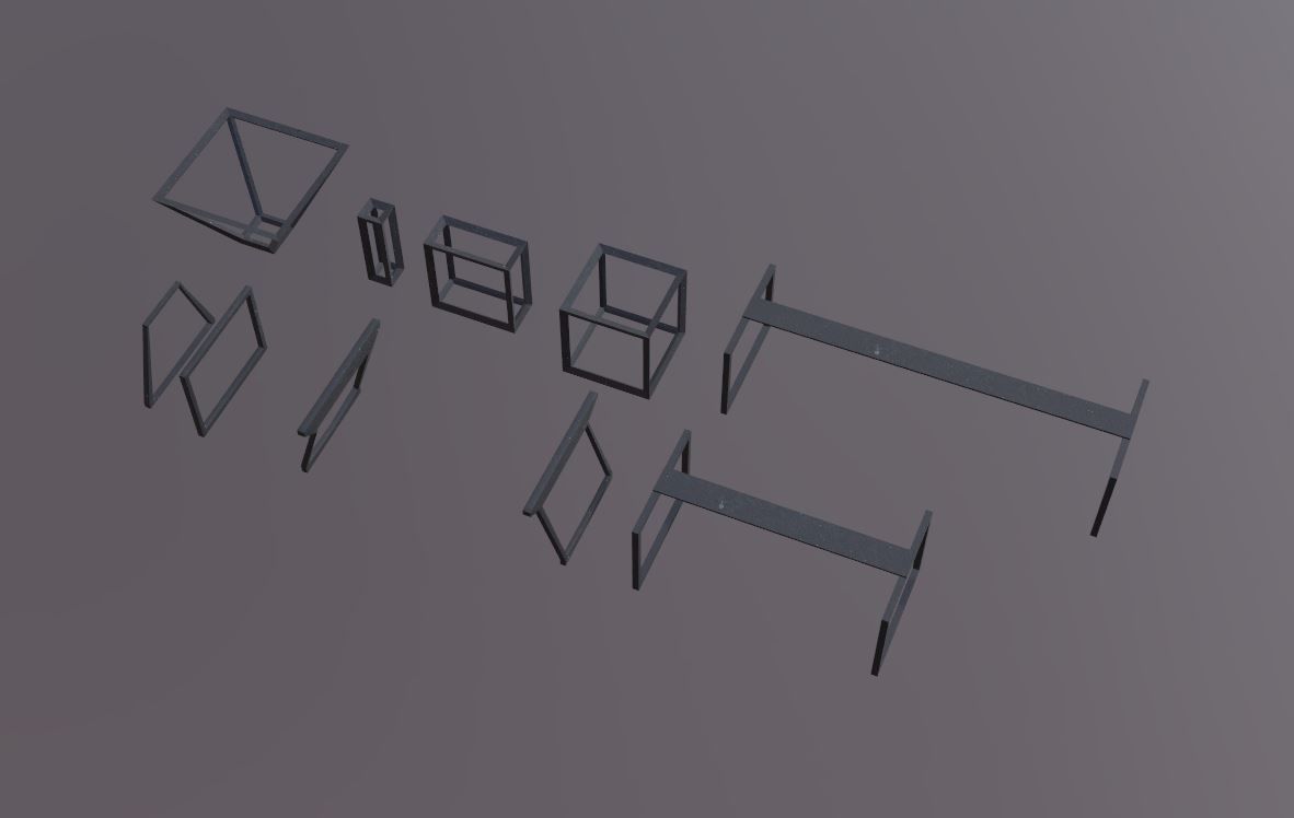 Modern Table Legs minimal set Low-poly 3D model_4