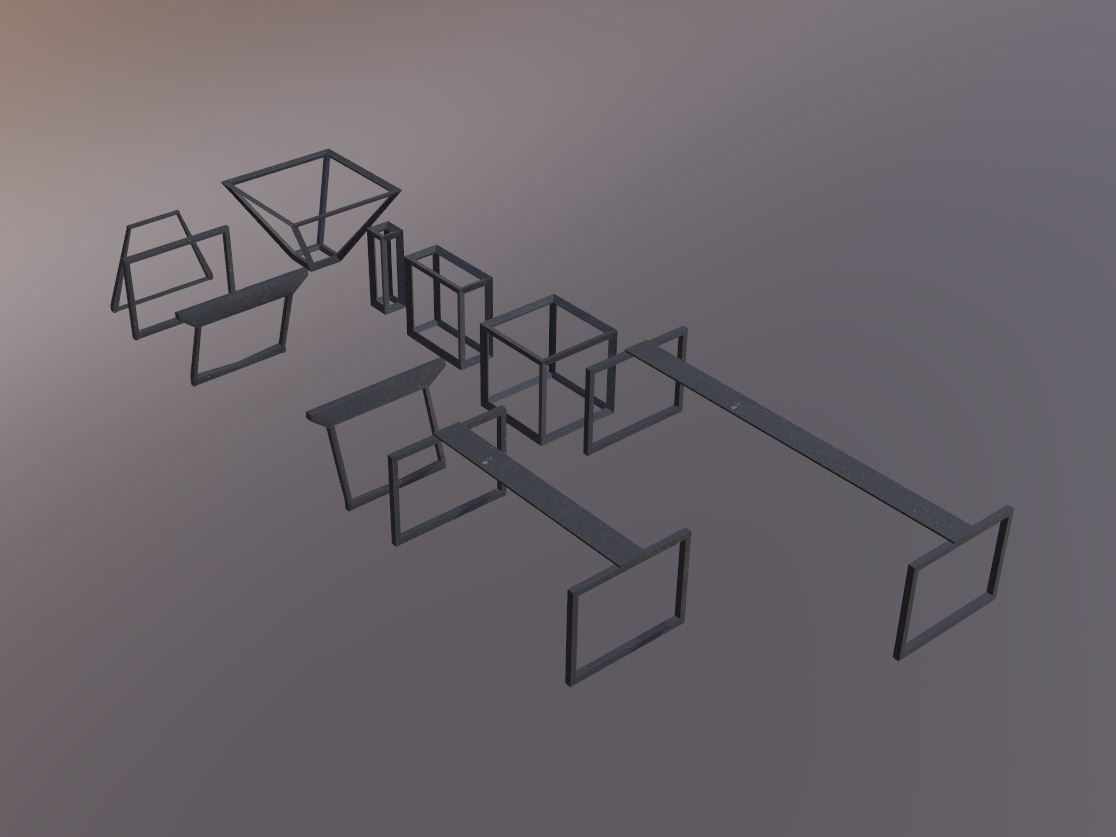 Modern Table Legs minimal set Low-poly 3D model_3