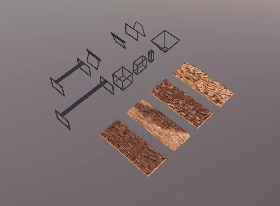 Modern Table Legs minimal set Low-poly 3D model_0