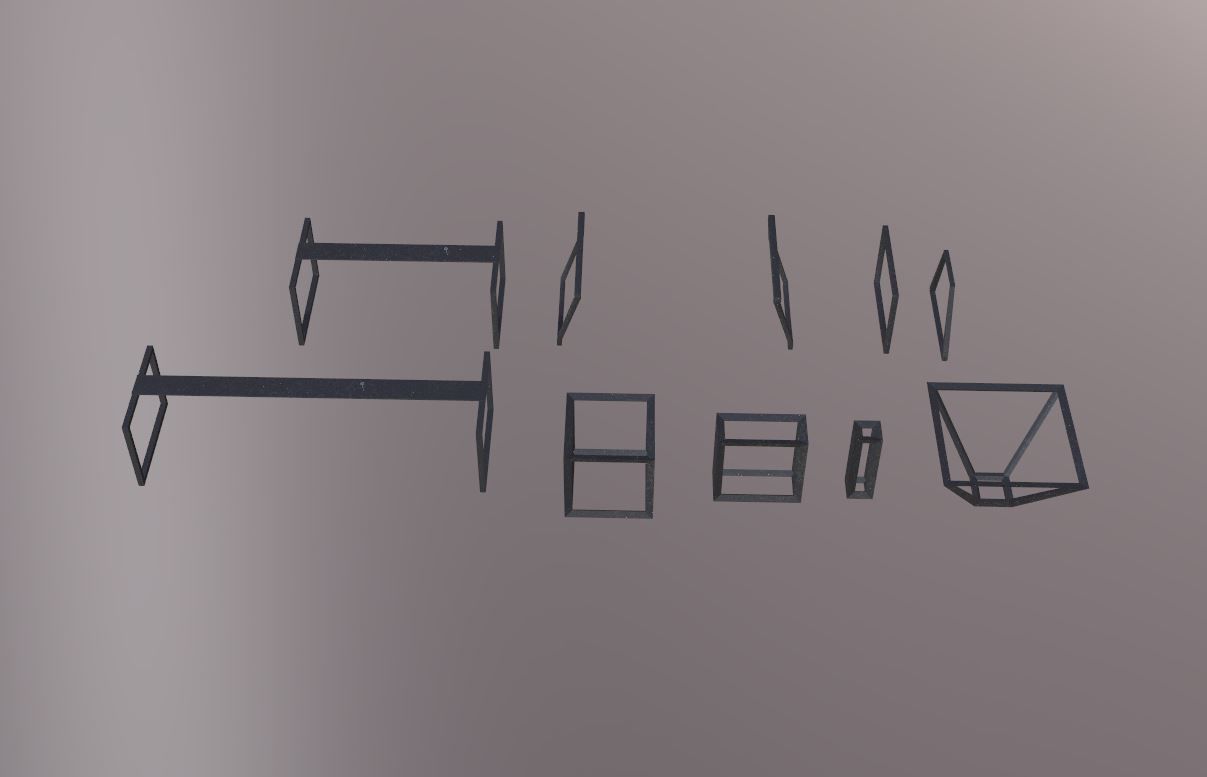 Modern Table Legs minimal set Low-poly 3D model_2