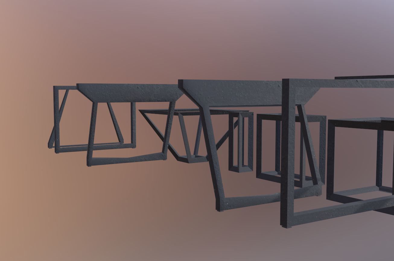 Modern Table Legs minimal set Low-poly 3D model_7