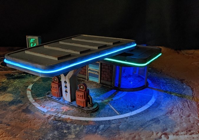 LIGHT UP FUEL STATION FOR 32MM GAMING 3D print model
