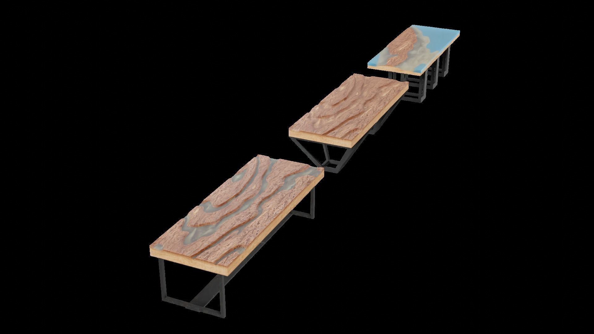 BUNDLE Resin Wood Table Panel modern style 3D Model Collection_7