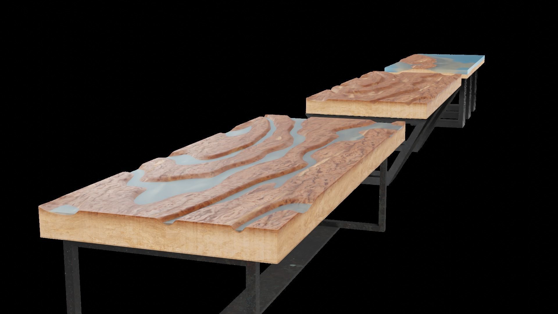 BUNDLE Resin Wood Table Panel modern style 3D Model Collection_8