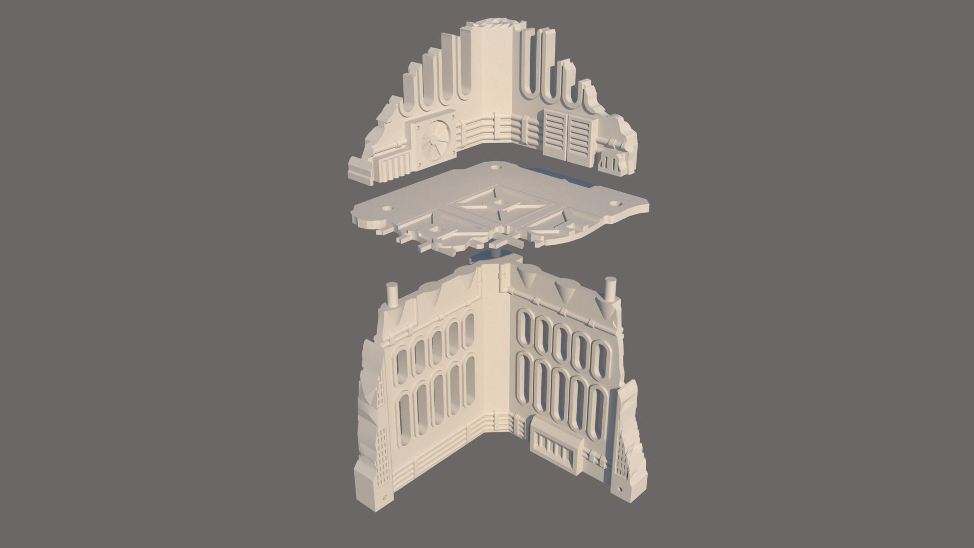 Sci-fi Factory Ruins Sample model Free 3D print model_4