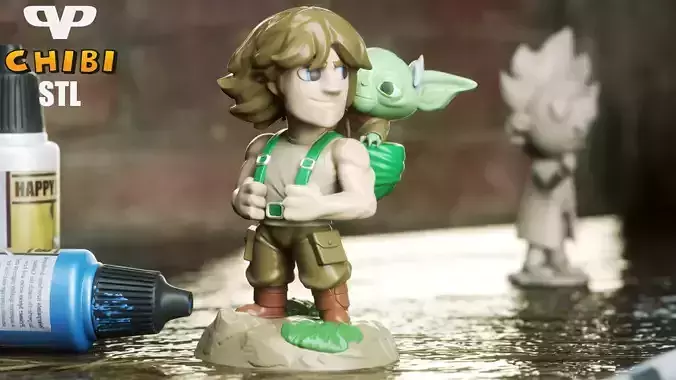 Luke and Yoda Chibi for 3D Printing STL