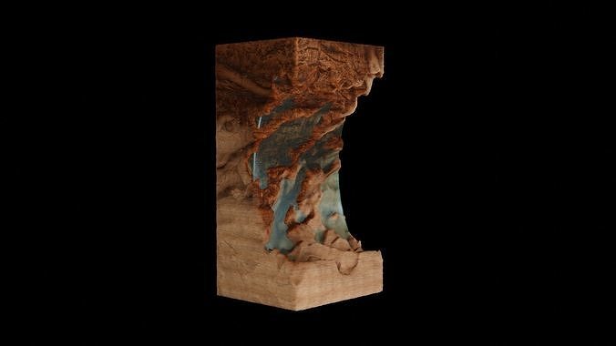 Modern artistic curved wood and resin Wall panel Module 3D model