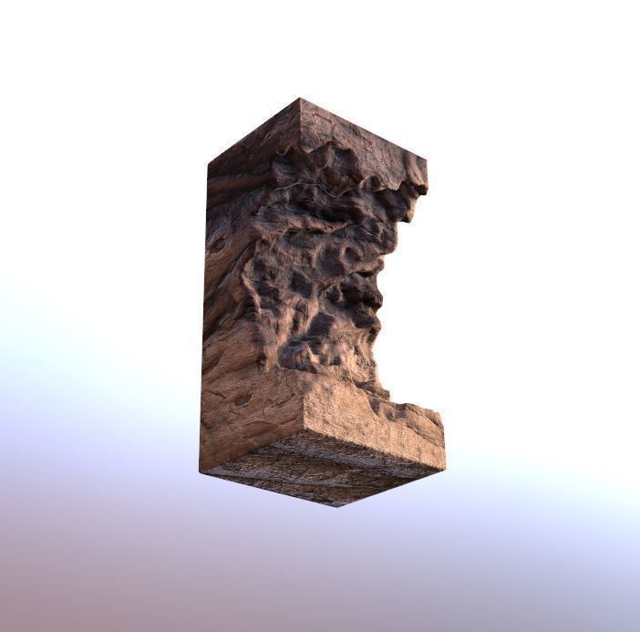 Modern artistic curved wood and resin Wall panel Module 3D model_10