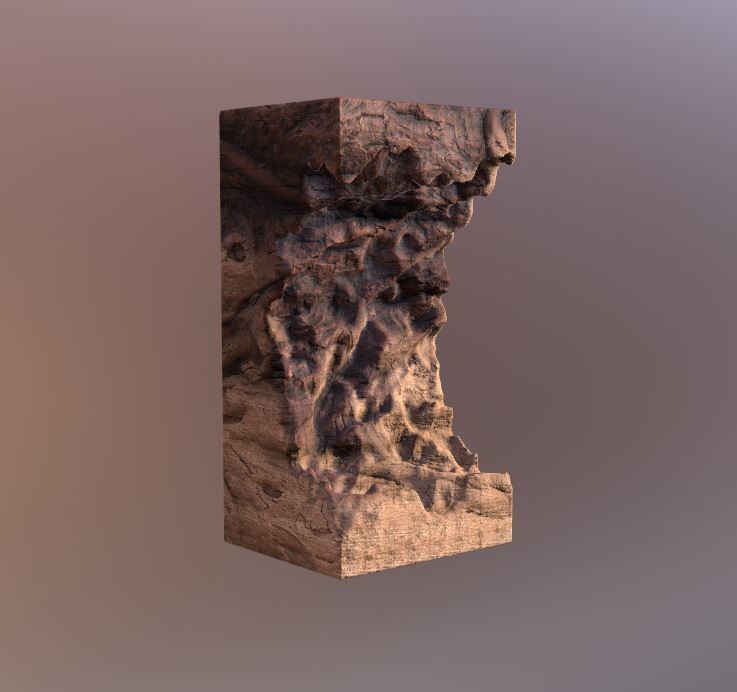 Modern artistic curved wood and resin Wall panel Module 3D model_1