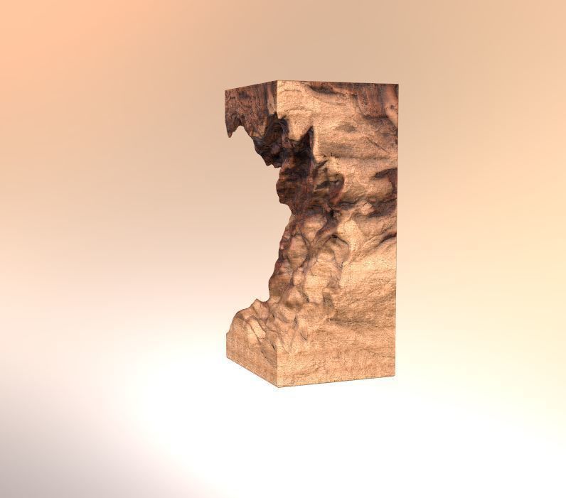 Modern artistic curved wood and resin Wall panel Module 3D model_11