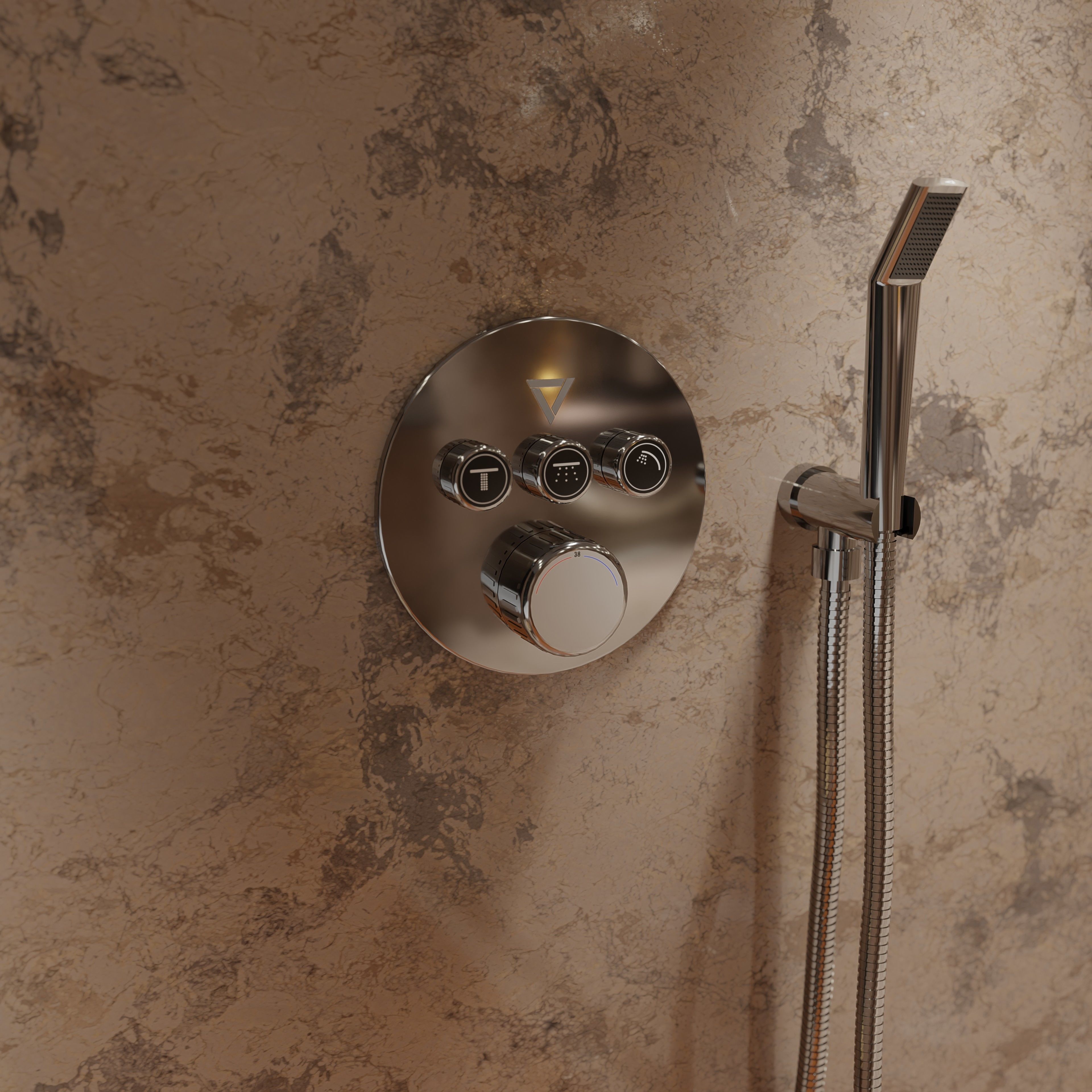 Bathroom marble with circular mirror 3D model_19