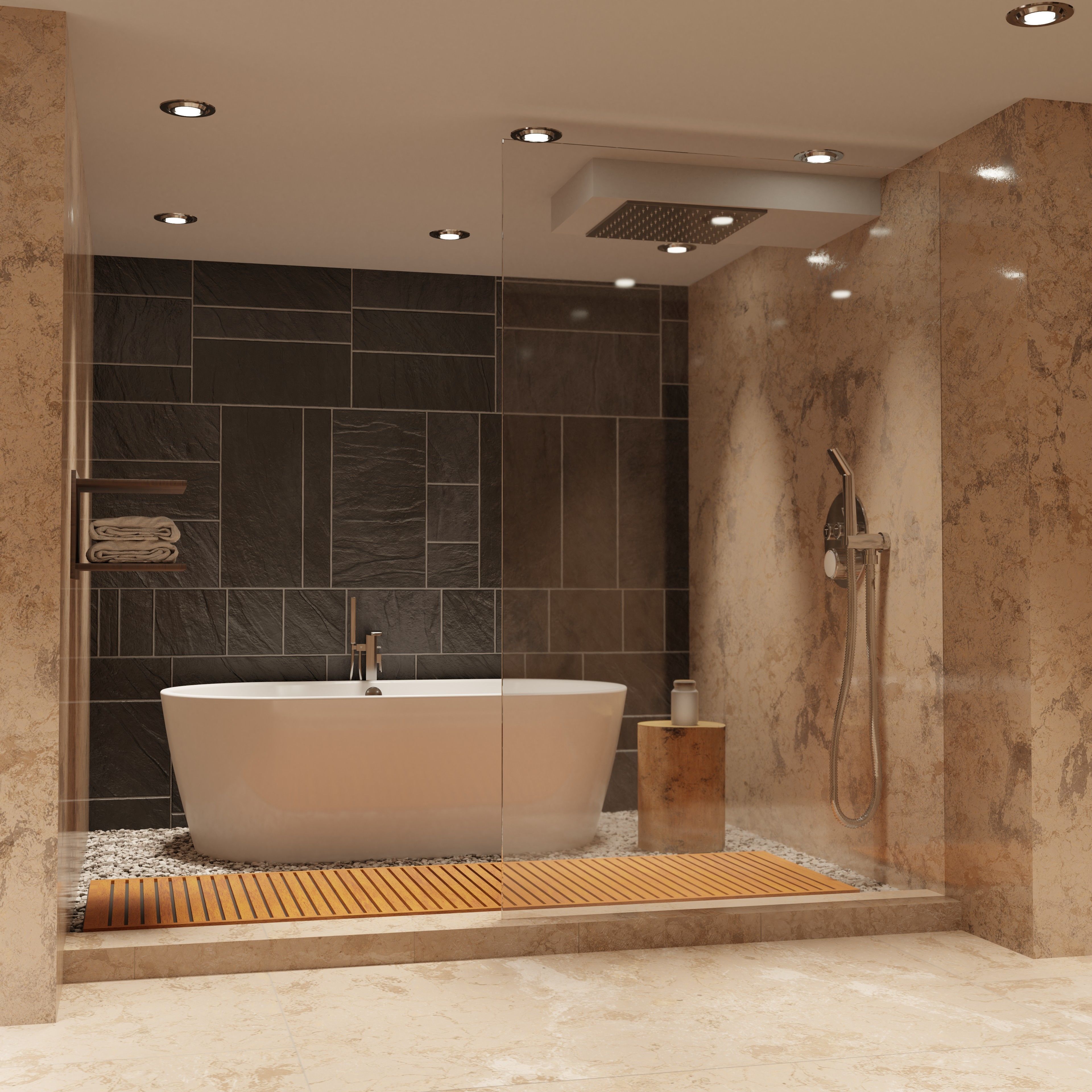 Bathroom marble with circular mirror 3D model_10