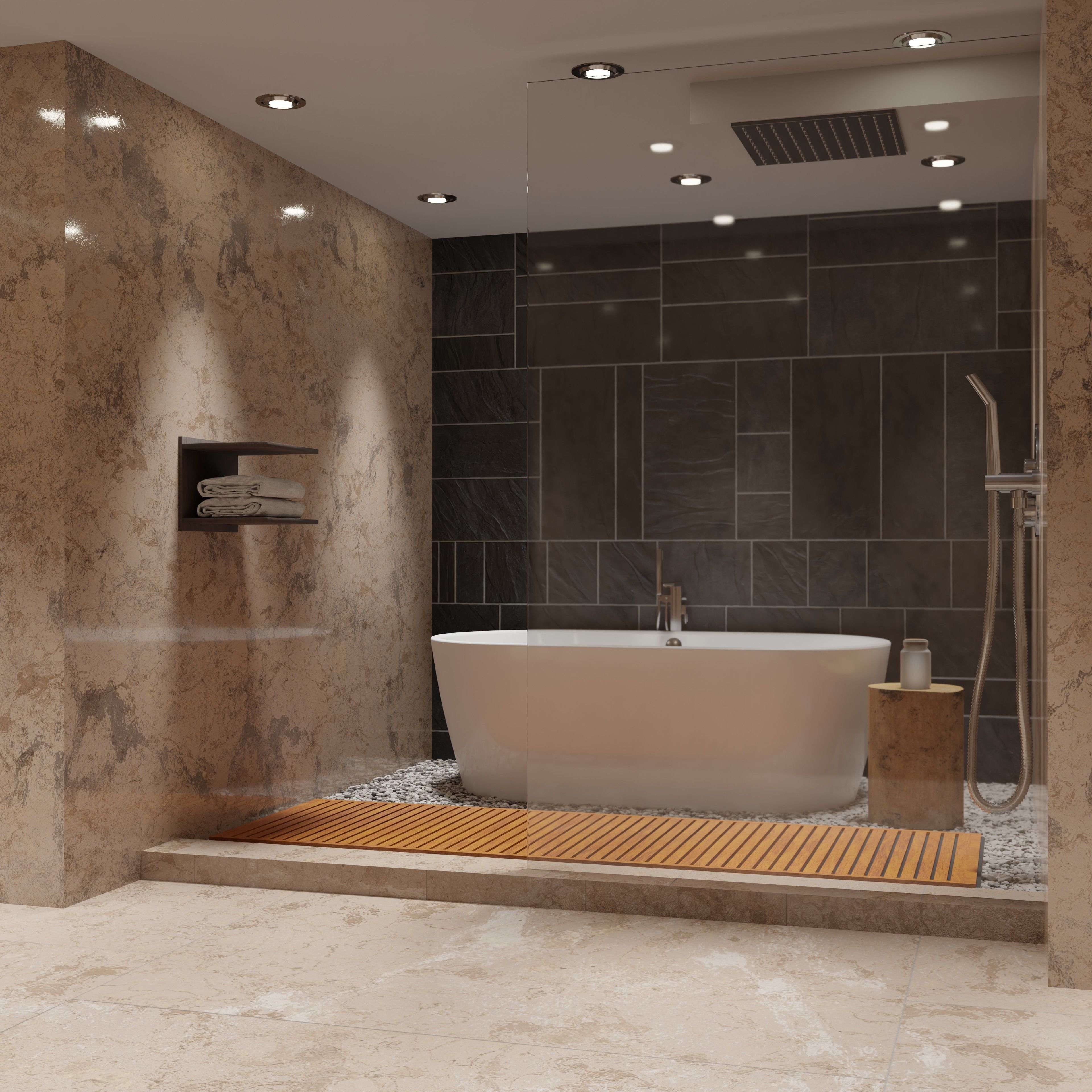 Bathroom marble with circular mirror 3D model_13