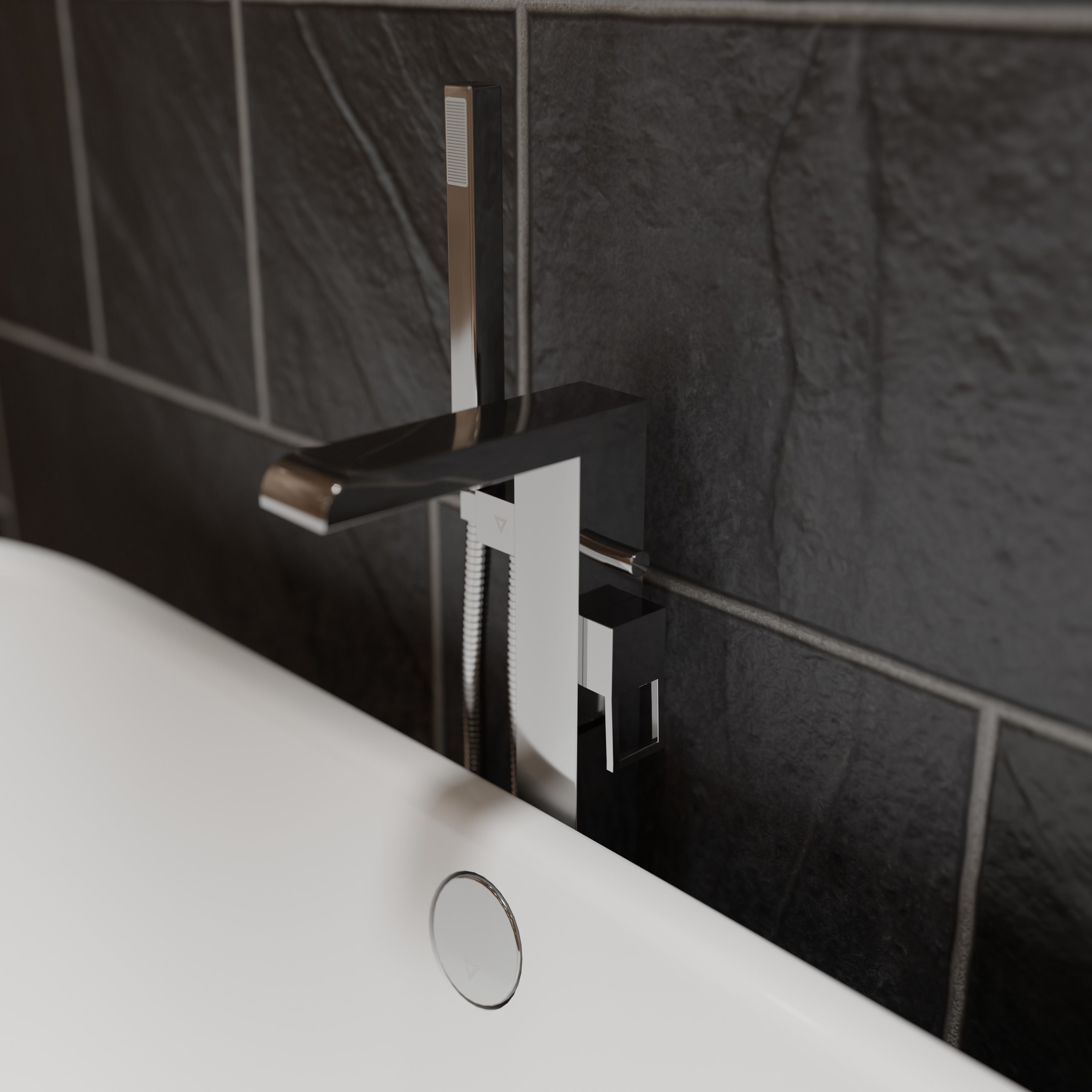 Bathroom marble with circular mirror 3D model_20