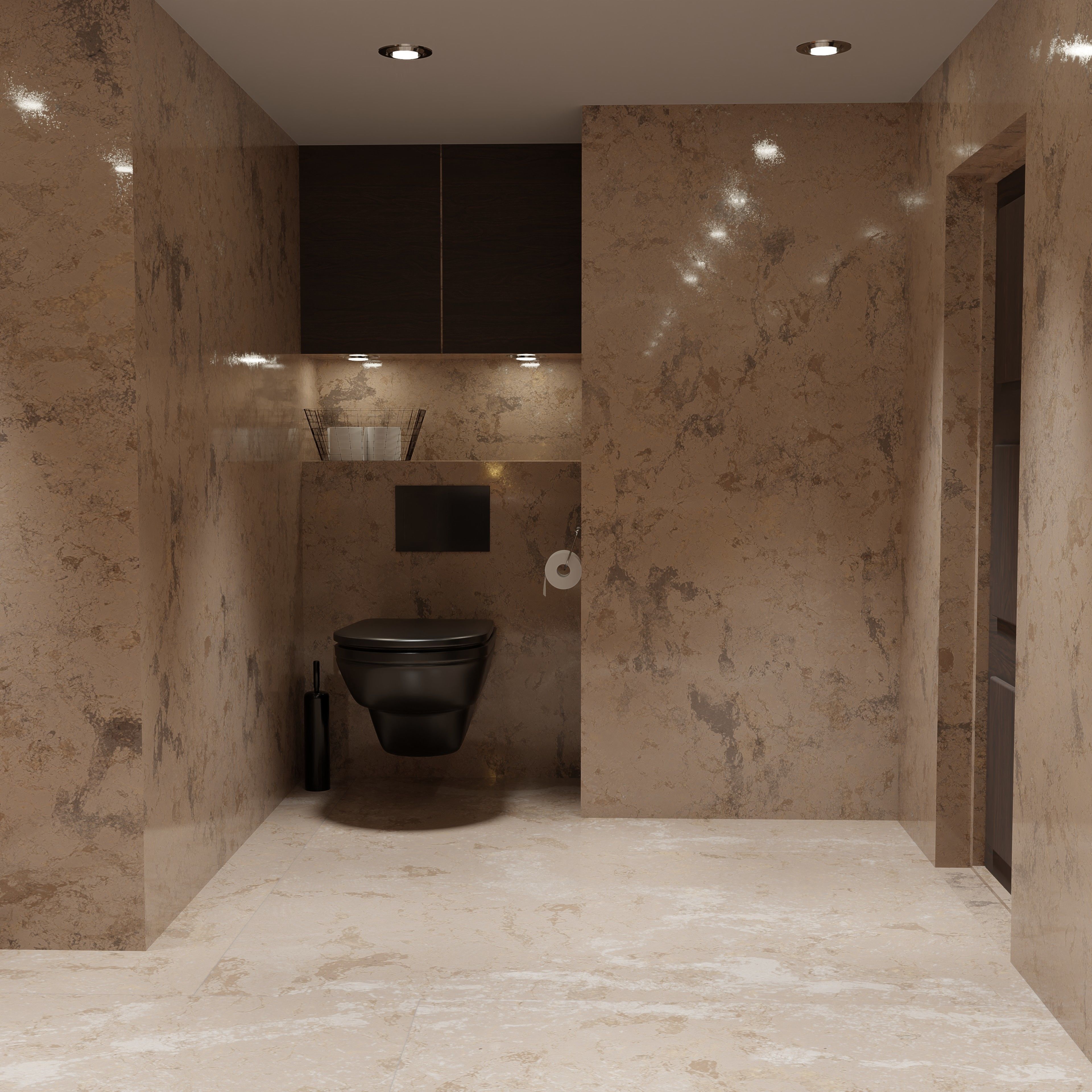 Bathroom marble with circular mirror 3D model_18